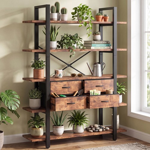 Tier tall bookshelf steel - 5, x