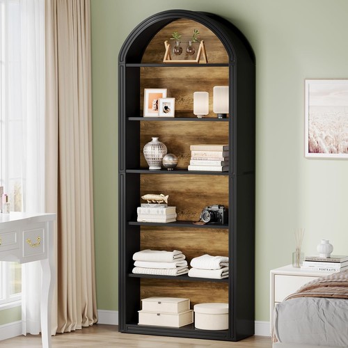 Tier black arched bookshelf - 6-tier,